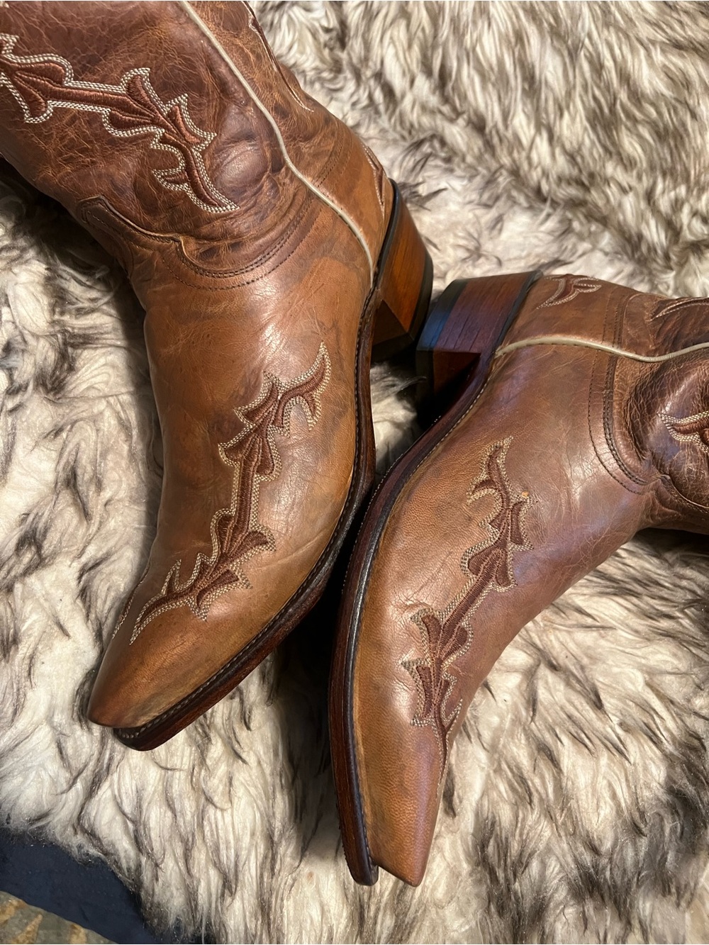 Lucchese Brown Leather Western Boots Sz 10.5 EE - Picture 6 of 16